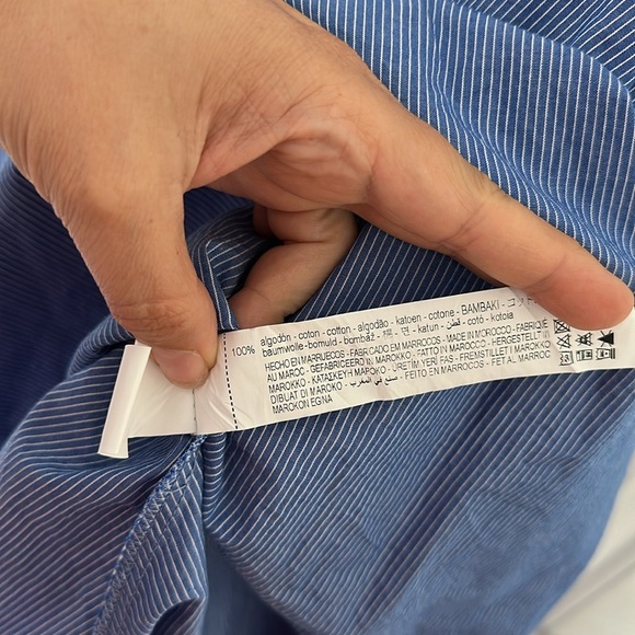 Zara Poplin Pinstripe Blue Midi Dress Pockets Sz M - Picture 14 of 14